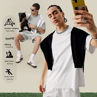 Small Neckline Quick-drying Sports Tee Solid-colored Sun Protection Short-sleeved T-shirt